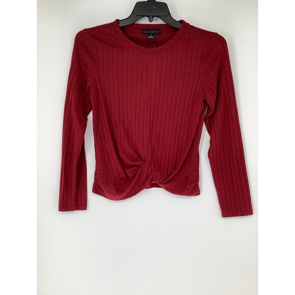 Sanctuary Women's Medium Red The It Girl Ribbed Knit Crop Top Twist Front G4-9 - Picture 3 of 11